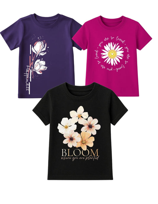Casual Girls T-Shirts – Pack of 3 Fun Graphic Tees